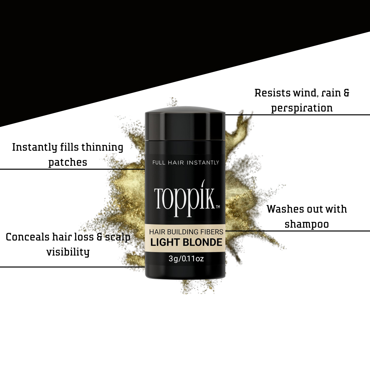 Toppik Hair Building Fibers Travel 3 Grams – Quick Hair Coverage on the Go