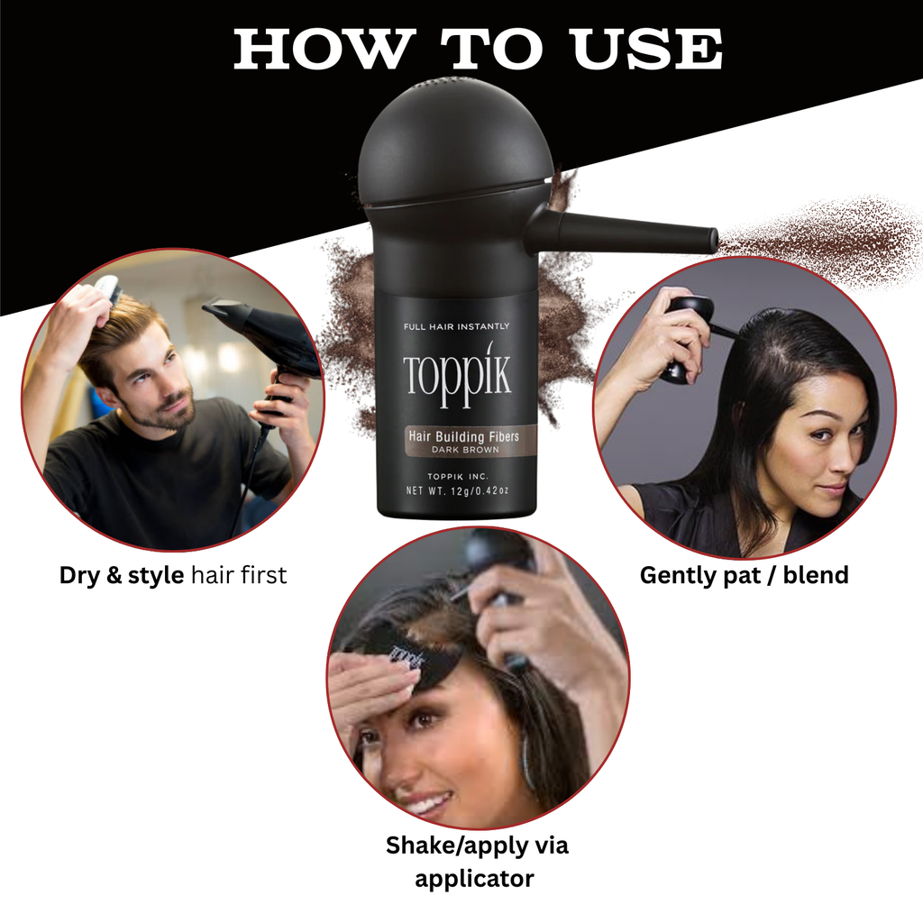 Toppik Hair Building Fibers - Regular 12g - Quick Cover for Thinning Hair with Applicator