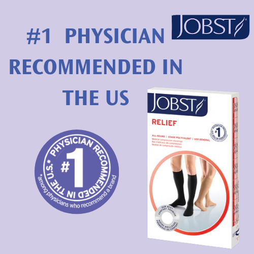 JOBST Relief Thigh High Open Toe 20-30mmHg Compression Stockings with Silicone-Petite