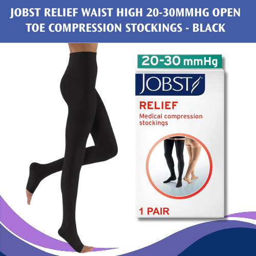 JOBST Relief Waist High 20-30mmHg Open Toe Compression Stockings - Black