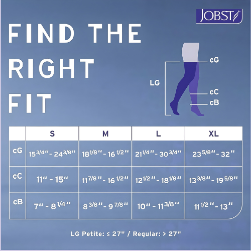 JOBST Relief Waist High 20-30mmHg Open Toe Compression Stockings - Black