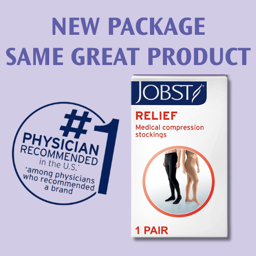 JOBST Relief Waist High Pantyhose Closed Toe Compression Stockings - Black