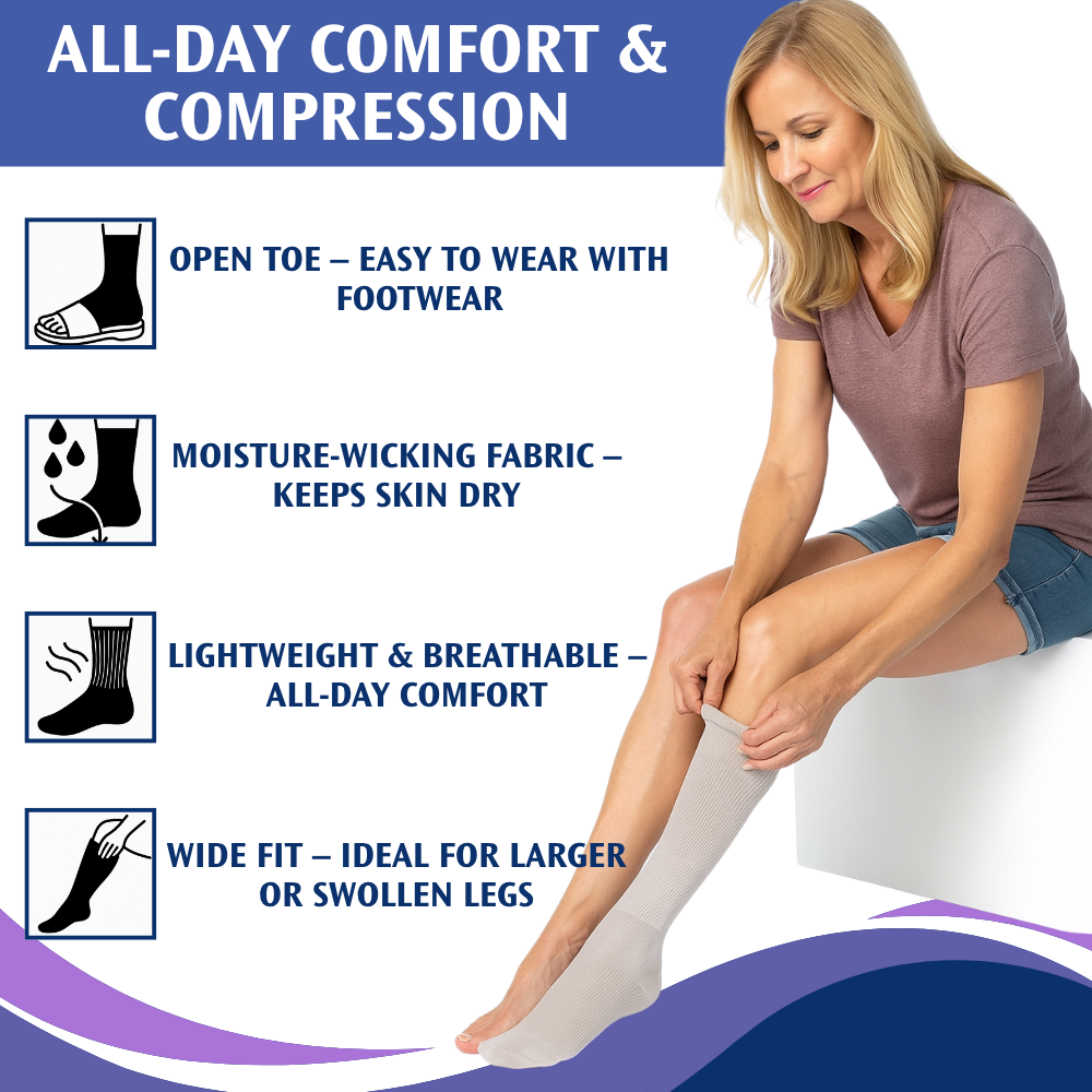 JOBST FarrowHybrid ADI 20-30 mmHg Knee High Foot Compression Liner Sock - Comfortable daily compression support for better leg health