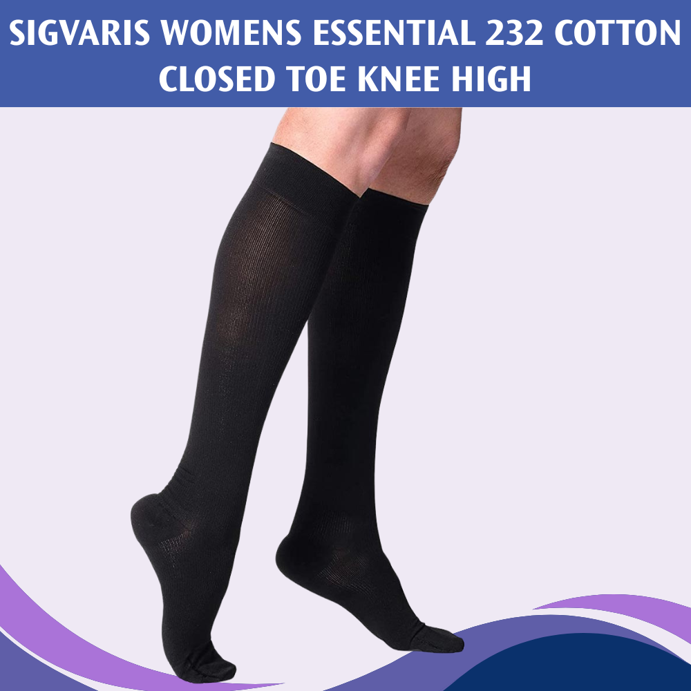 SIGVARIS Womens Essential 232 Cotton Closed Toe Knee Highs 20-30 mmHg - Comfortable Cotton Support for Daily Leg Relief