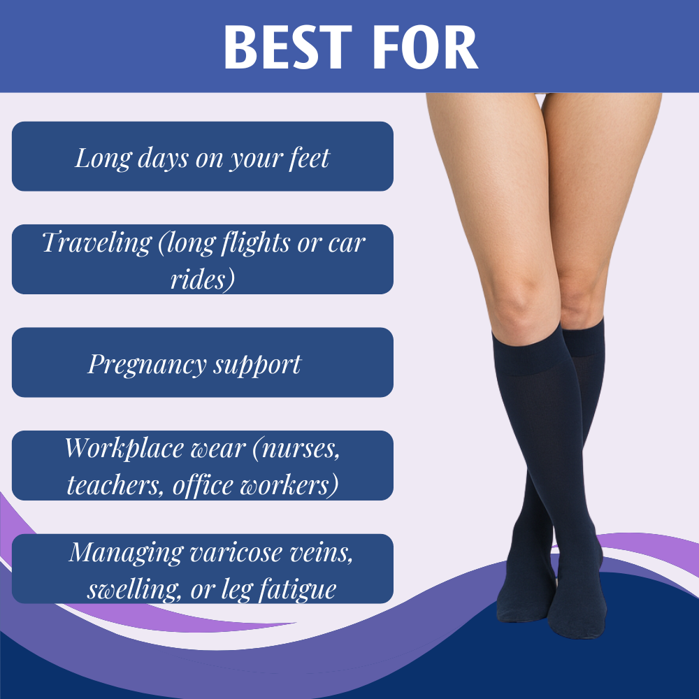 SIGVARIS Womens Essential 232 Cotton Closed Toe Knee Highs 20-30 mmHg - Comfortable Cotton Support for Daily Leg Relief