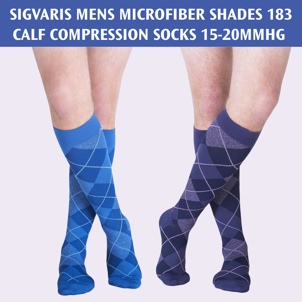 SIGVARIS Mens Microfiber Shades 183 Calf Compression Socks 15-20mmHg - Light Daily Support for Men’s Leg Comfort