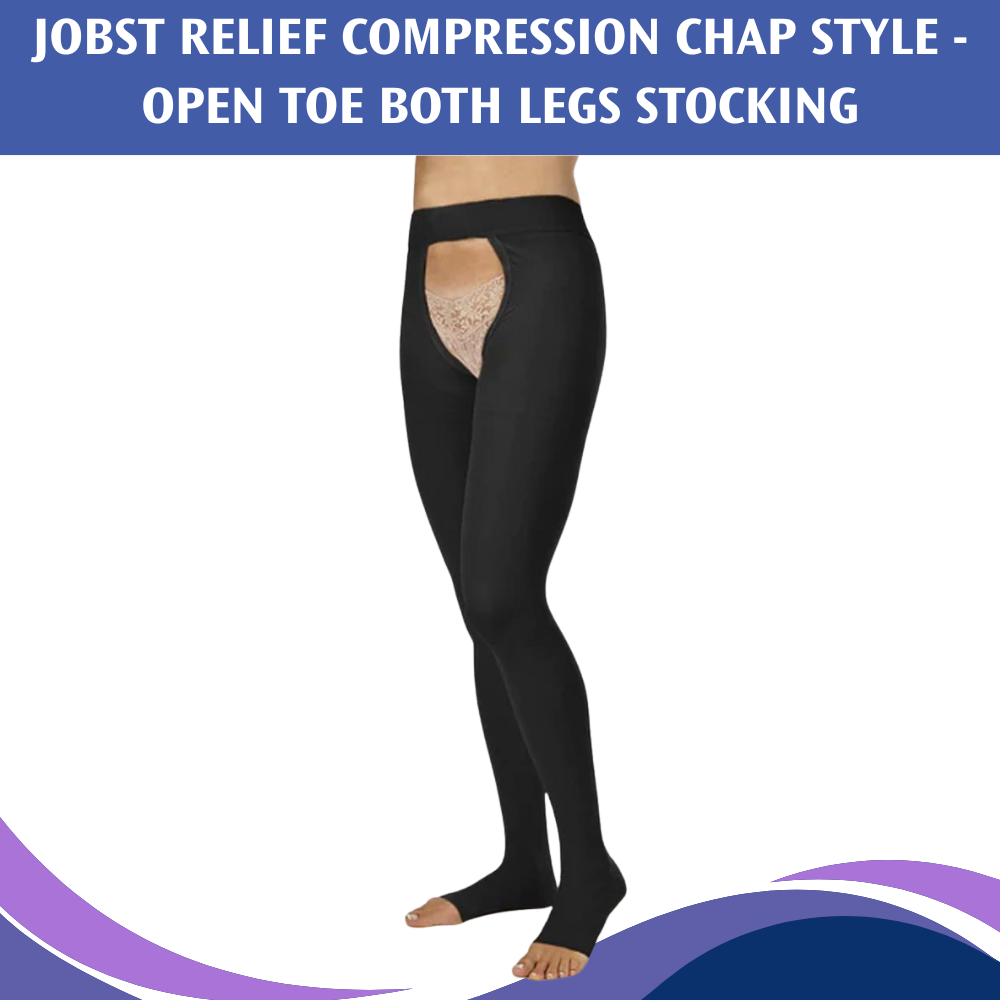 Jobst Relief Compression CHAP Style 30-40 mmHg Open Toe Both Legs Stocking-Black