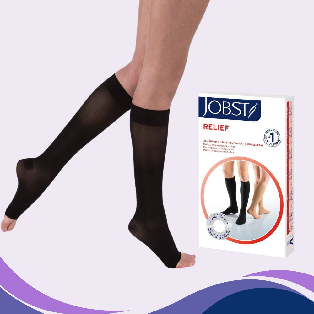 JOBST Relief Knee High 15-20 mmHg Open Toe Compression Stocking-Petite