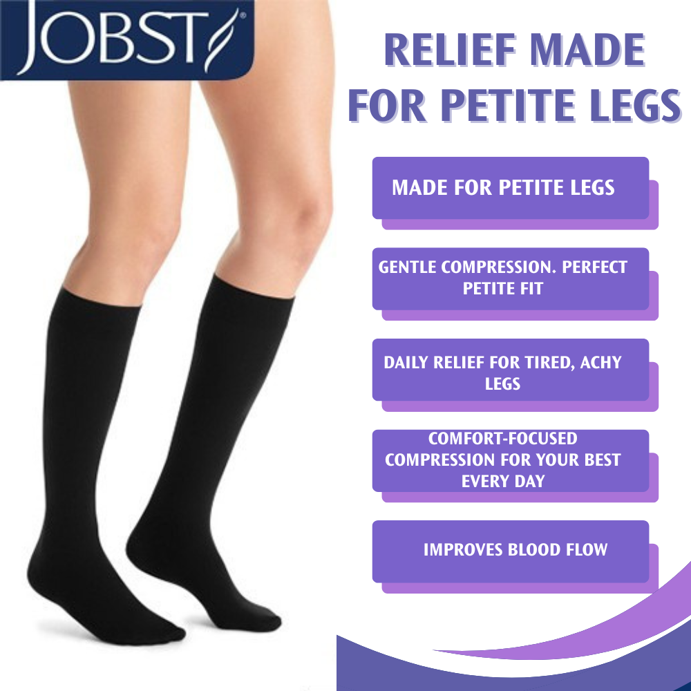 JOBST Relief Compression Knee High Closed Toe Stocking - PETITE - Gentle Compression for Petite Legs