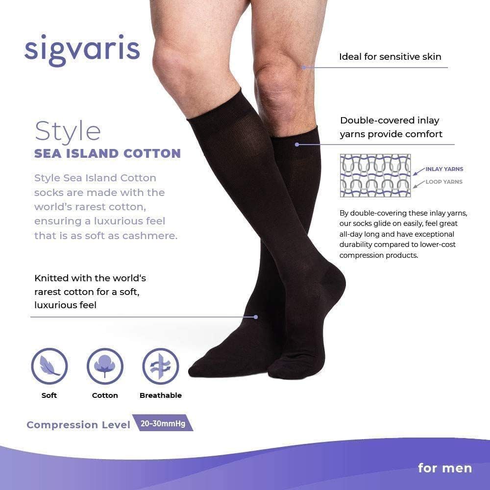 SIGVARIS Sea Island Cotton 220 Calf High 20-30mmHg - Natural Softness with Firm Leg Support