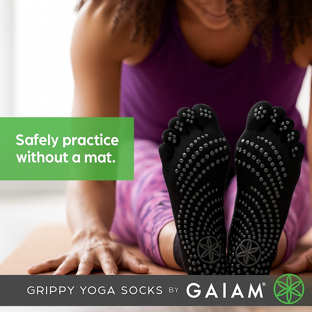 Gaiam Super Grippy No Slip Yoga Socks - Black