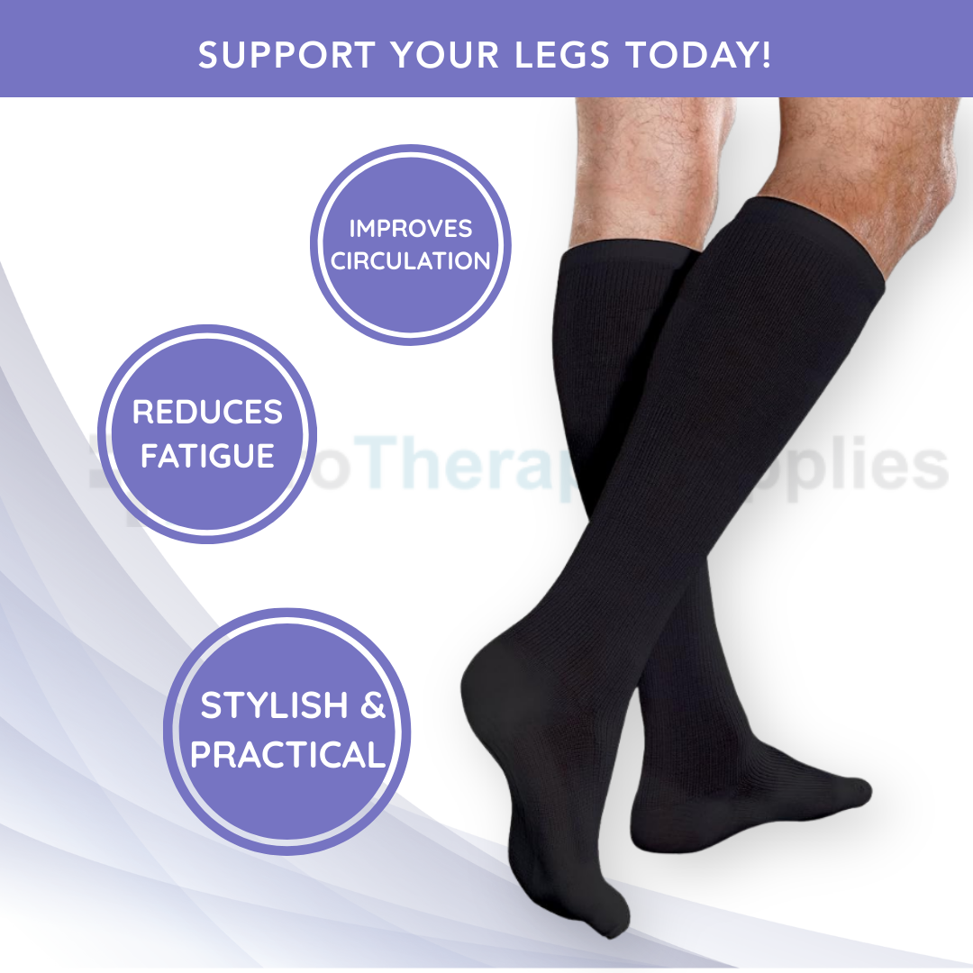 SIGVARIS Mens Essential Cotton 230 Closed Toe Calf-High 30-40mmHg Socks - Support for Tired Legs and Daily Movement
