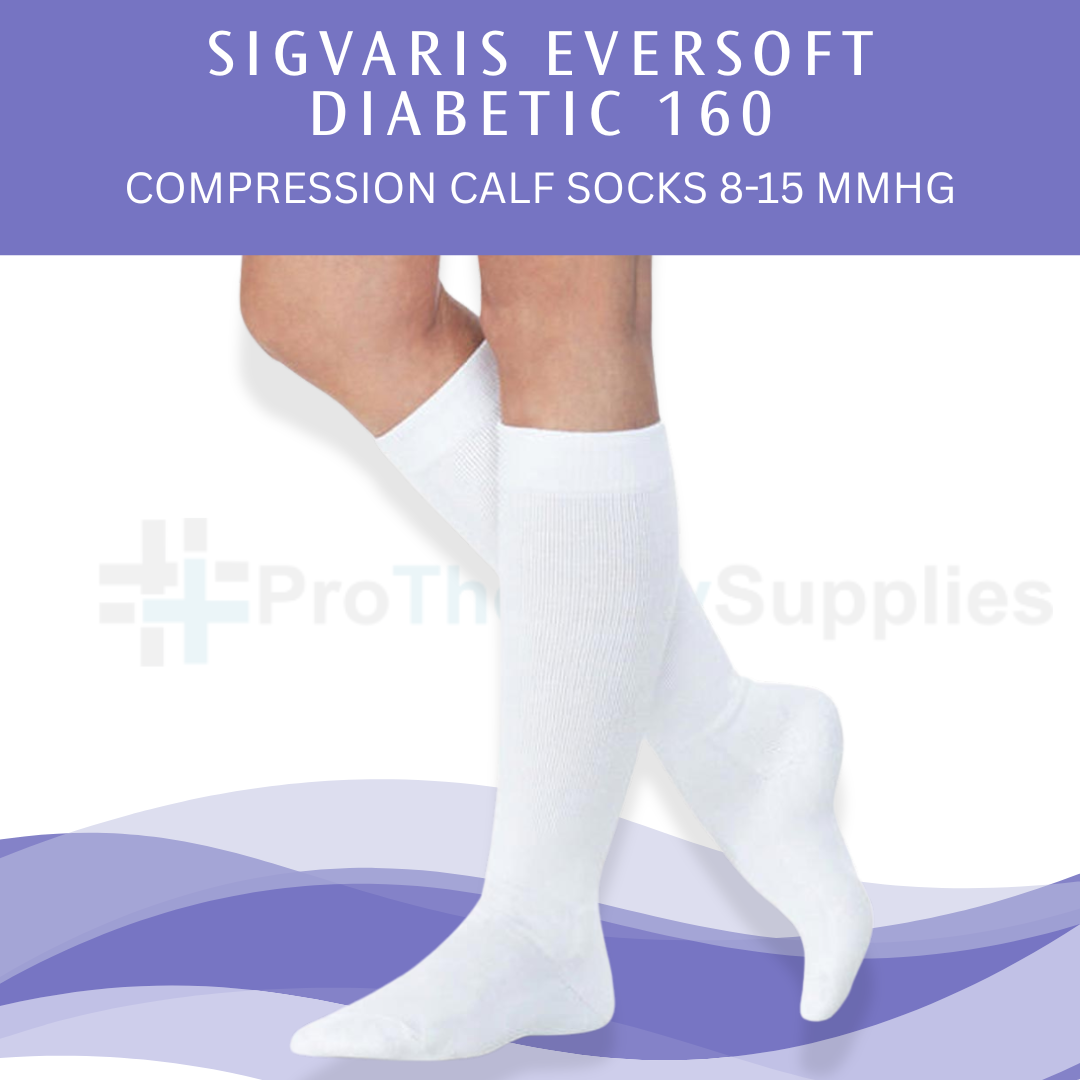 SIGVARIS Eversoft Diabetic 160 Compression Calf Socks 8-15 mmHg - White - Gentle Support for Daily Comfort