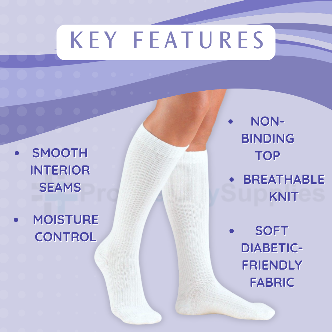 SIGVARIS Eversoft Diabetic 160 Compression Calf Socks 8-15 mmHg - White - Gentle Support for Daily Comfort
