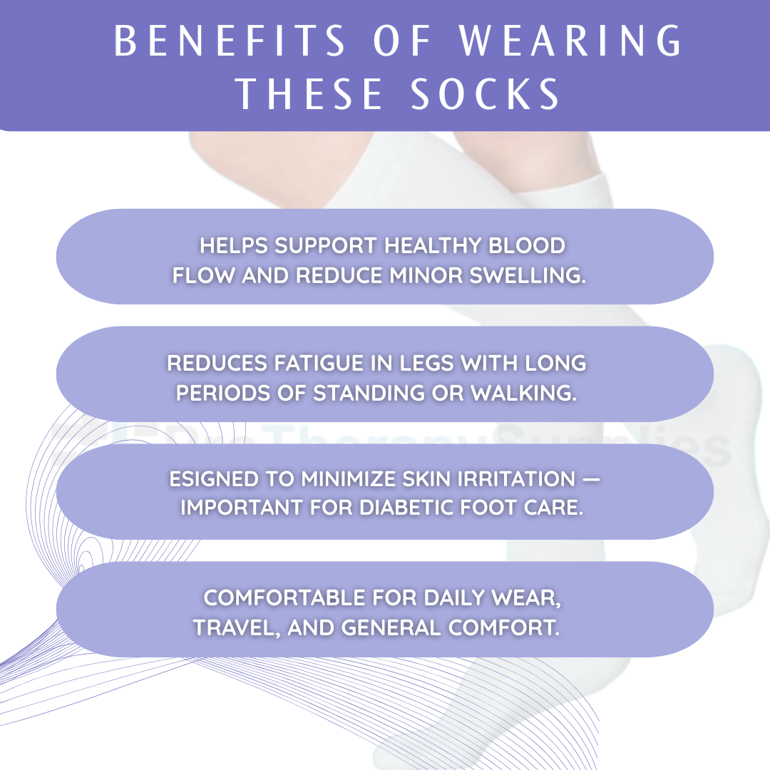 SIGVARIS Eversoft Diabetic 160 Compression Calf Socks 8-15 mmHg - White - Gentle Support for Daily Comfort