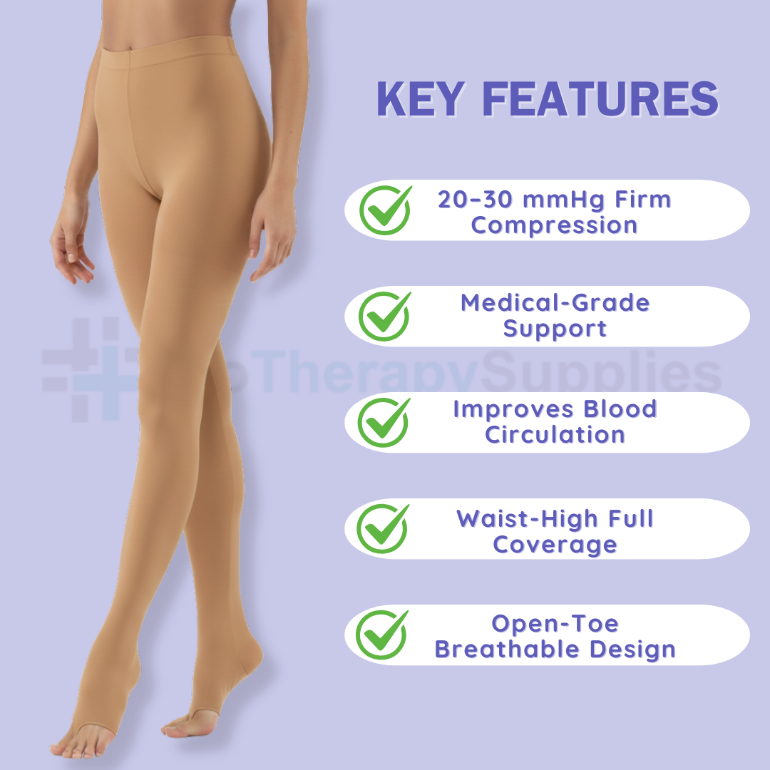 JOBST Relief Waist High 20-30mmHg Open Toe Compression Stockings-Petite