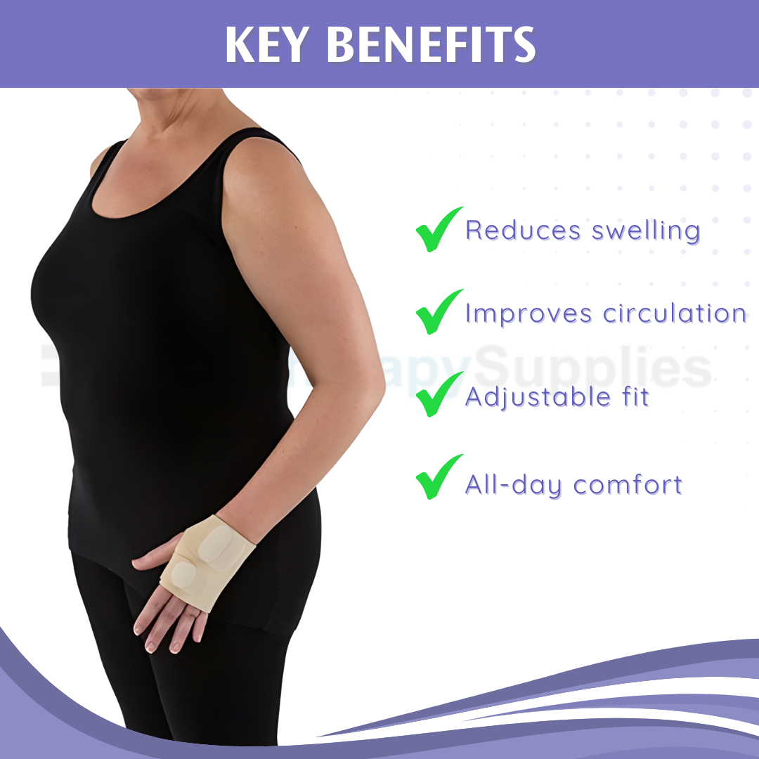 JOBST Farrowwrap Lite Gauntlet Ambidextrous With Foam–Tan - Light Compression Support for Hand Swelling and Daily Use