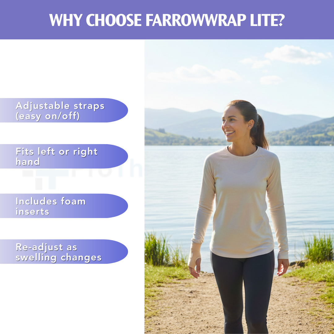 JOBST Farrowwrap Lite Gauntlet Ambidextrous With Foam–Tan - Light Compression Support for Hand Swelling and Daily Use