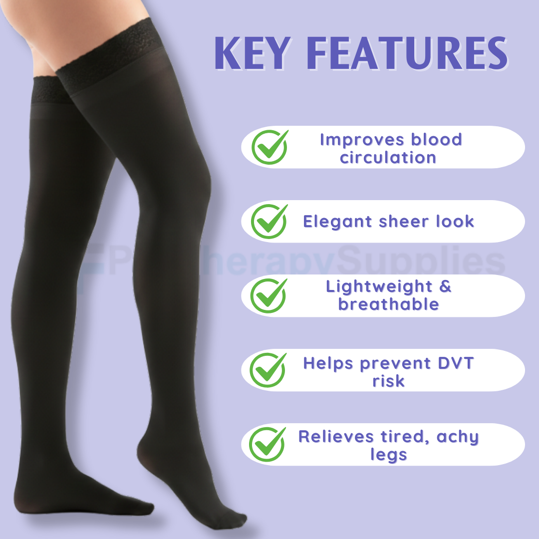 JOBST ACTIVA Sheer Waist High 8-15 mmHg Compression Stocking - Light Compression and Elegant Design for Daily Comfort