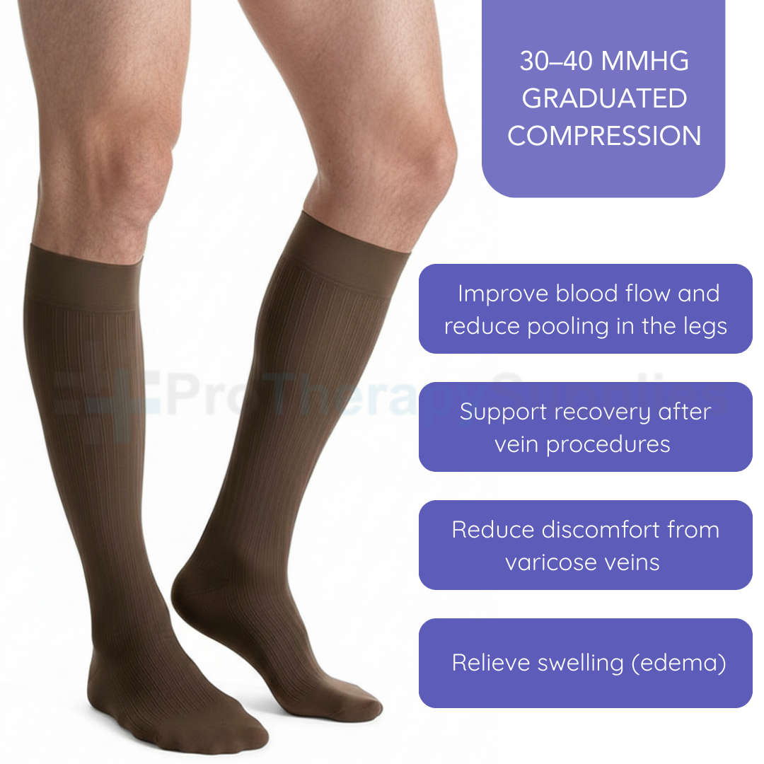 Jobst forMen Knee High 30-40 mmHg-Medium-Brown
