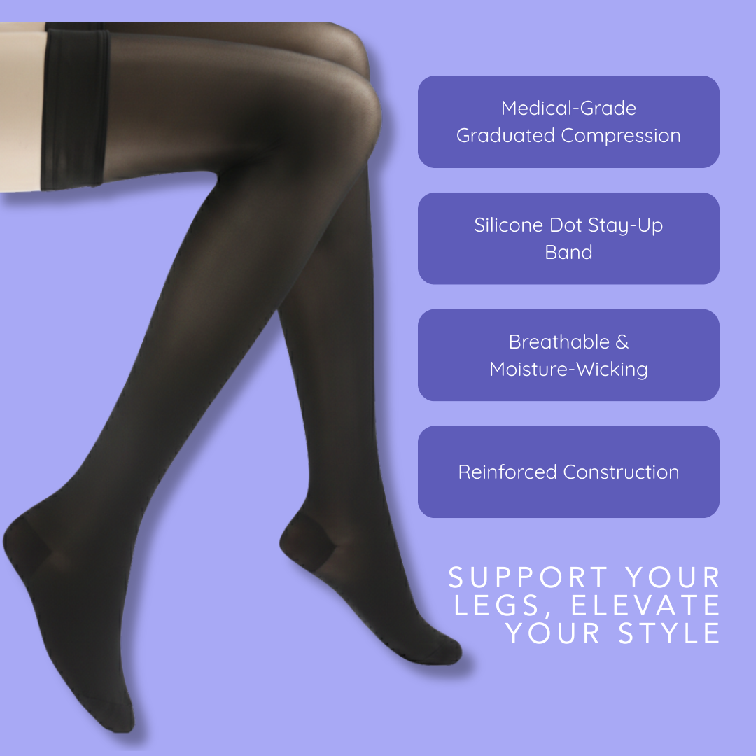 Jobst UltraSheer Thigh High Closed Toe Silicone Dot