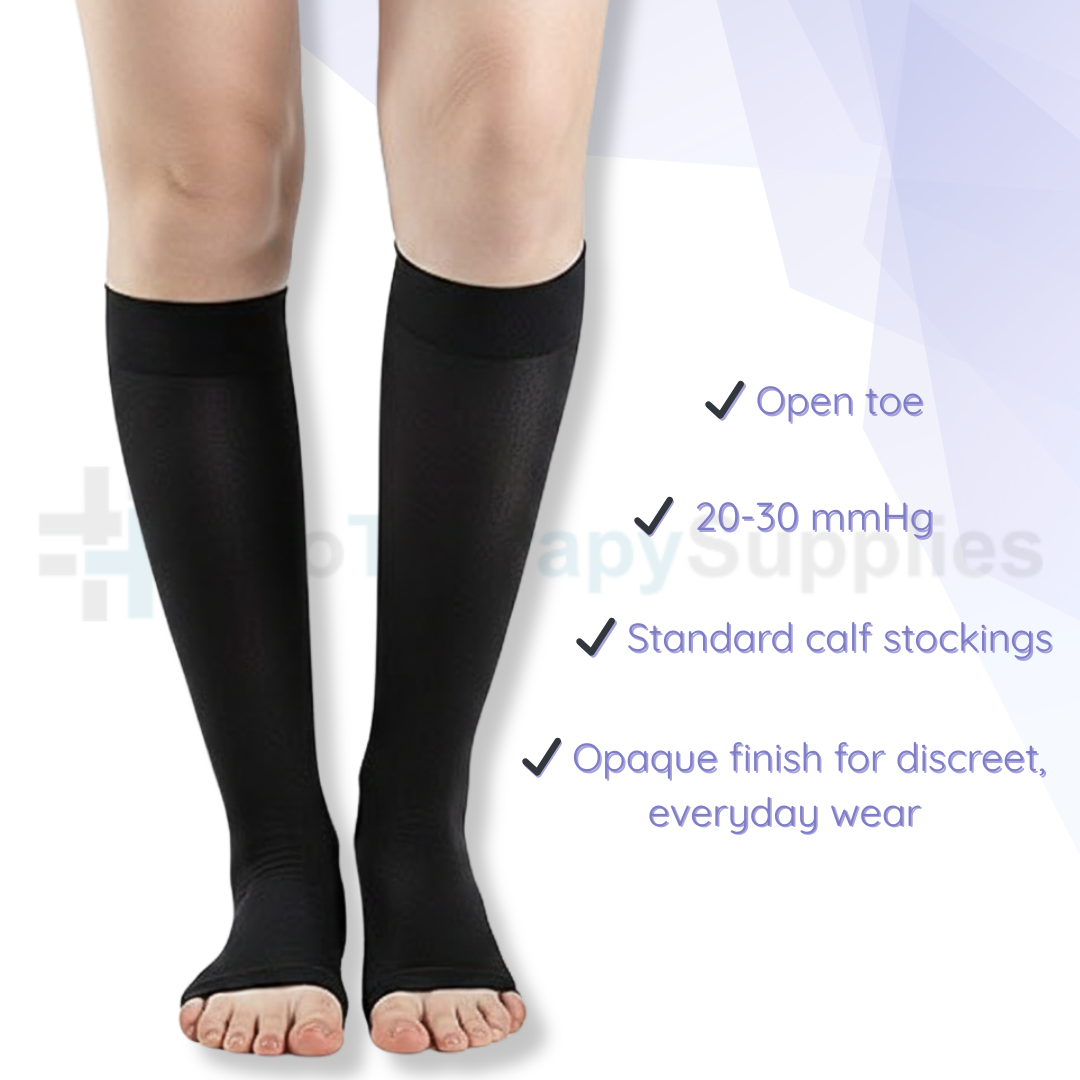 SIGVARIS Essential Opaque 860 Open Toe Standard Calf Style 20-30mmHg - Reliable Compression Support for Healthier Legs