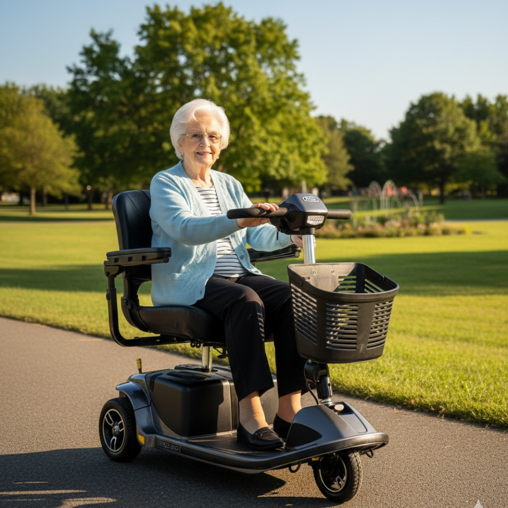 Pride Mobility Revo 2.0 3-Wheel Travel Mobility Scooter with Comfort Seat & Front Basket