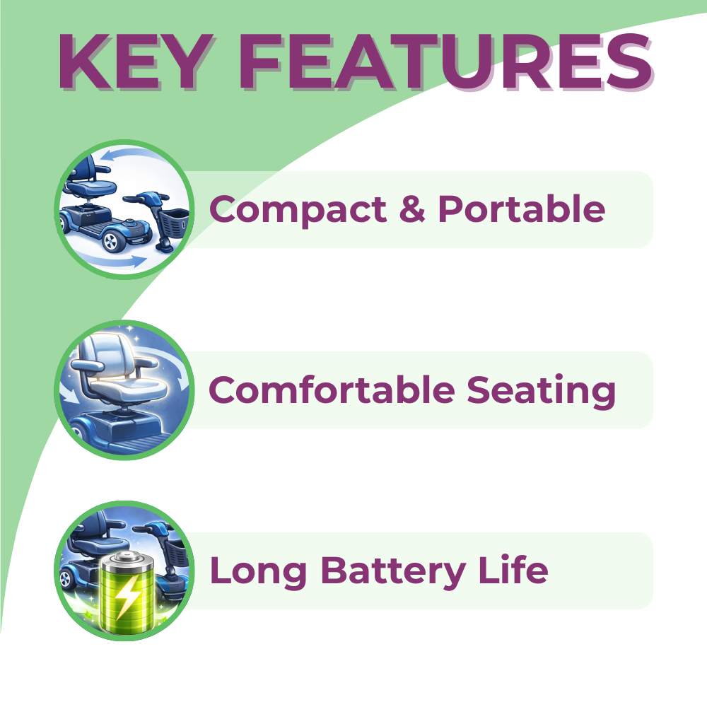 Pride Mobility Revo 2.0 3-Wheel Travel Mobility Scooter with Comfort Seat & Front Basket