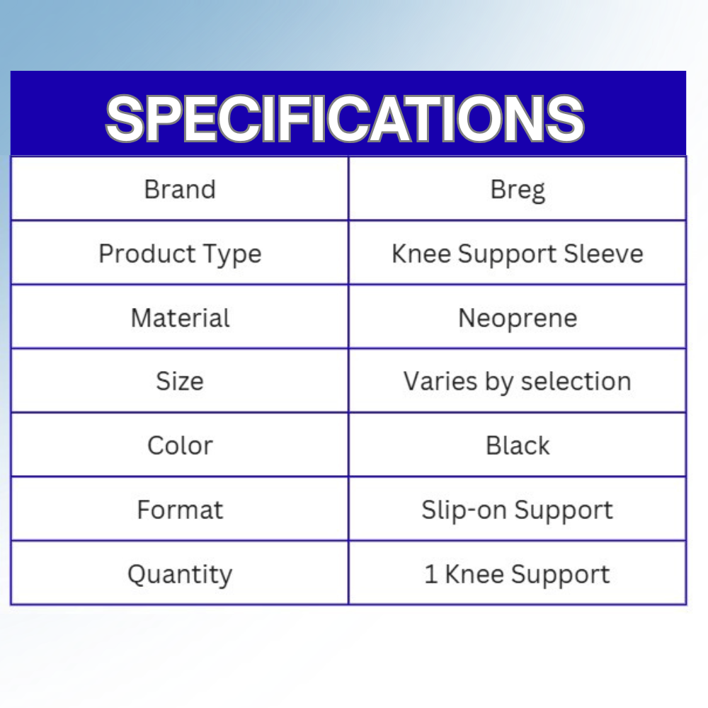 Breg Neoprene Knee Support Closed Patella for Daily Knee Stability and Comfort