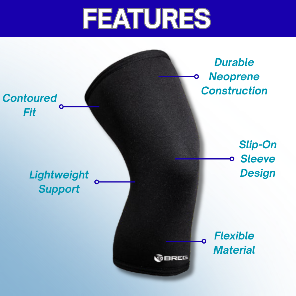 Breg Neoprene Knee Support Closed Patella for Daily Knee Stability and Comfort