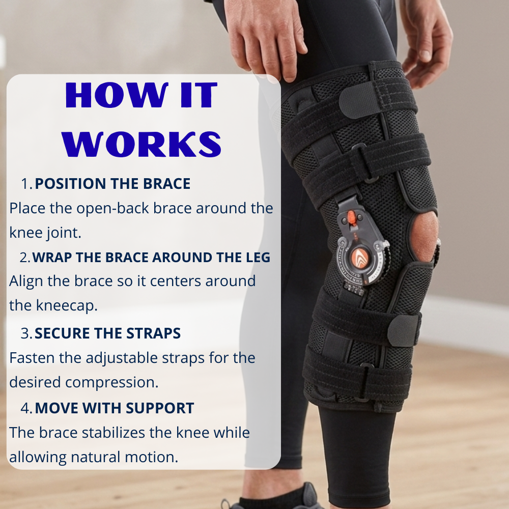Breg Recover Knee Brace Airmesh Wraparound Open Back - Long for Adjustable Support and Everyday Stability
