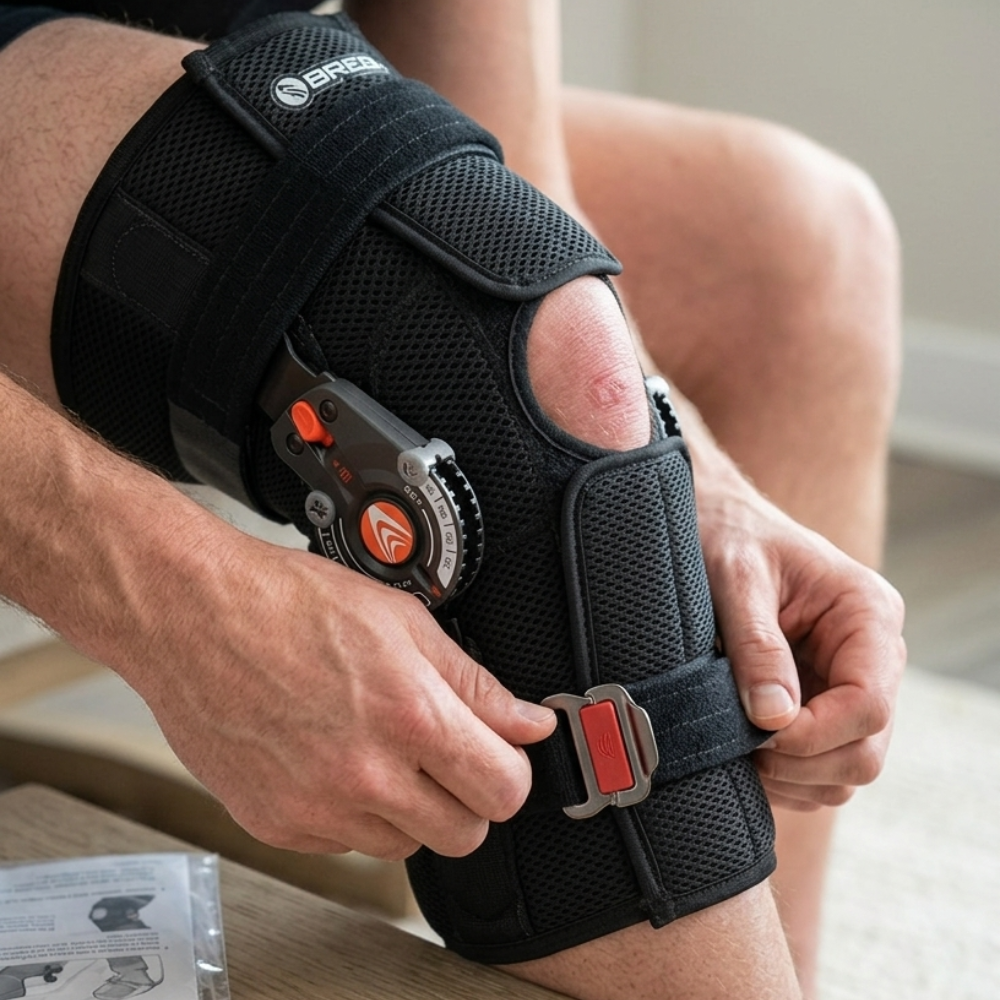 Breg Recover Knee Brace Airmesh Open Back Wraparound - Short - for Daily Knee Support and Stability