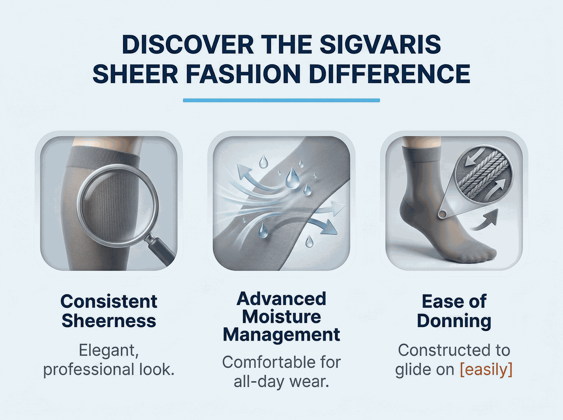 Sigvaris Womens Sheer Fashion 120 Calf 15 20mmHg - Comfortable Sheer Support for Light Leg Relief