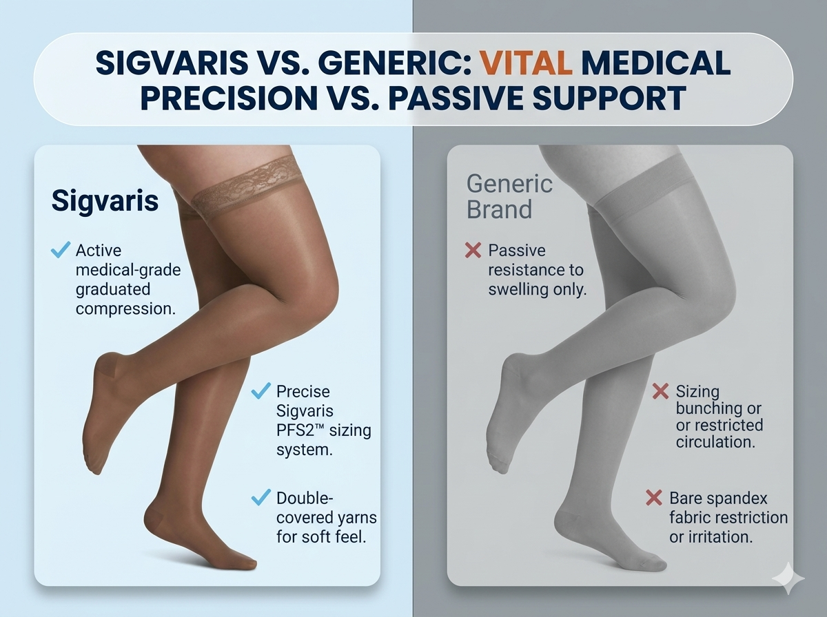 SIGVARIS Women's Sheer Fashion 120 Thigh-High w/ Grip-Top 15-20mmHg - Everyday Support with Sheer Thigh-High Compression