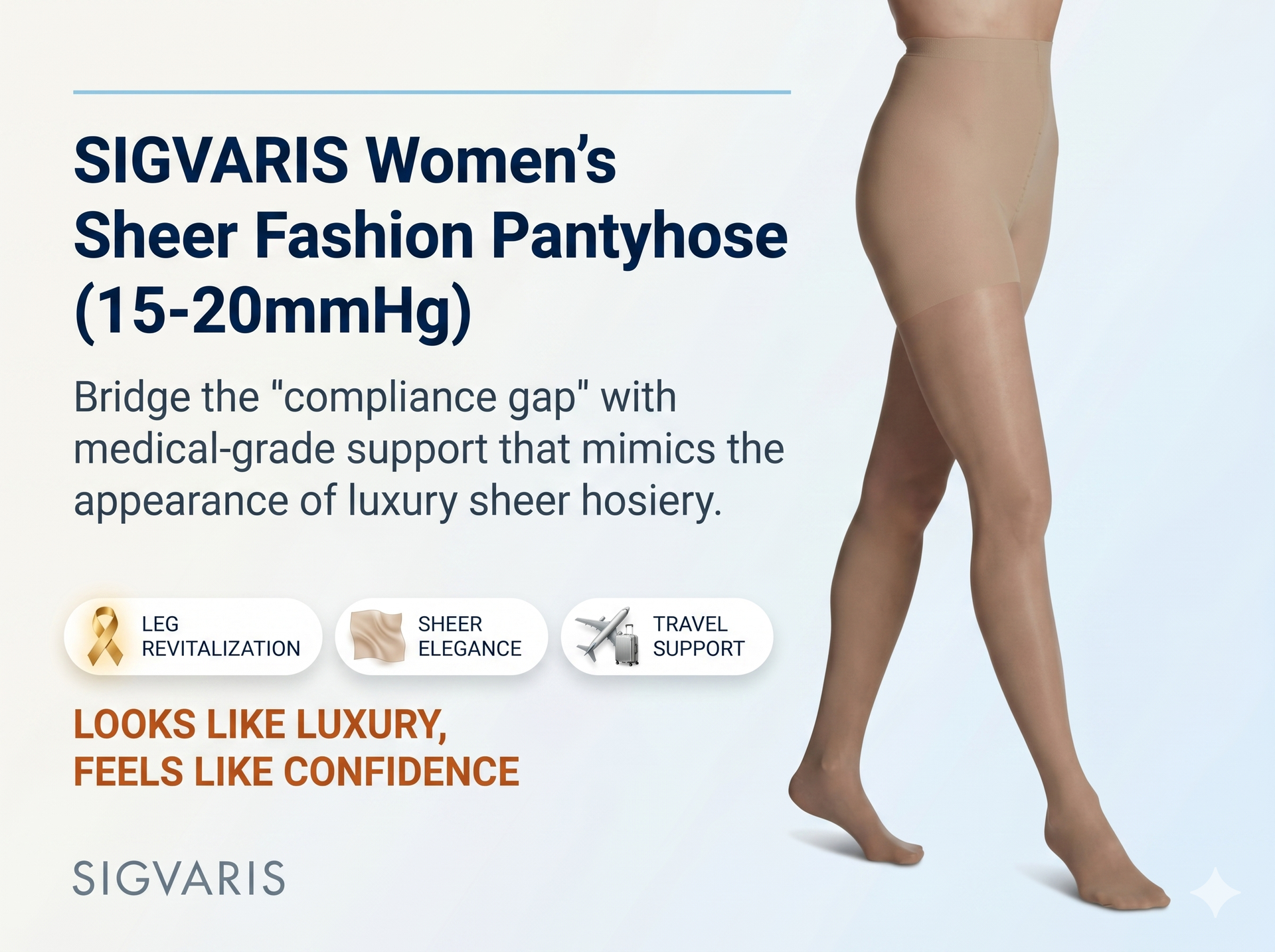 SIGVARIS Womens Sheer Fashion Pantyhose 15-20mmHg