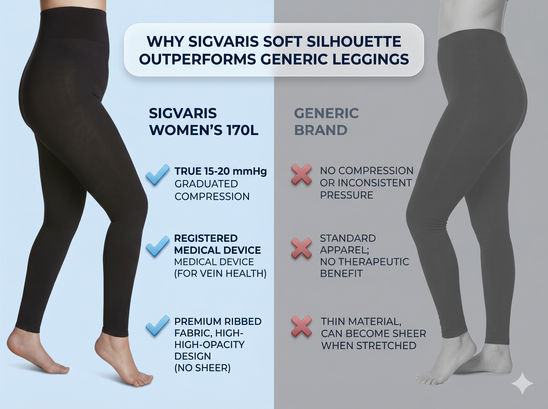 Sigvaris Women's 170L Soft Silhouette Leggings 15-20mmHg