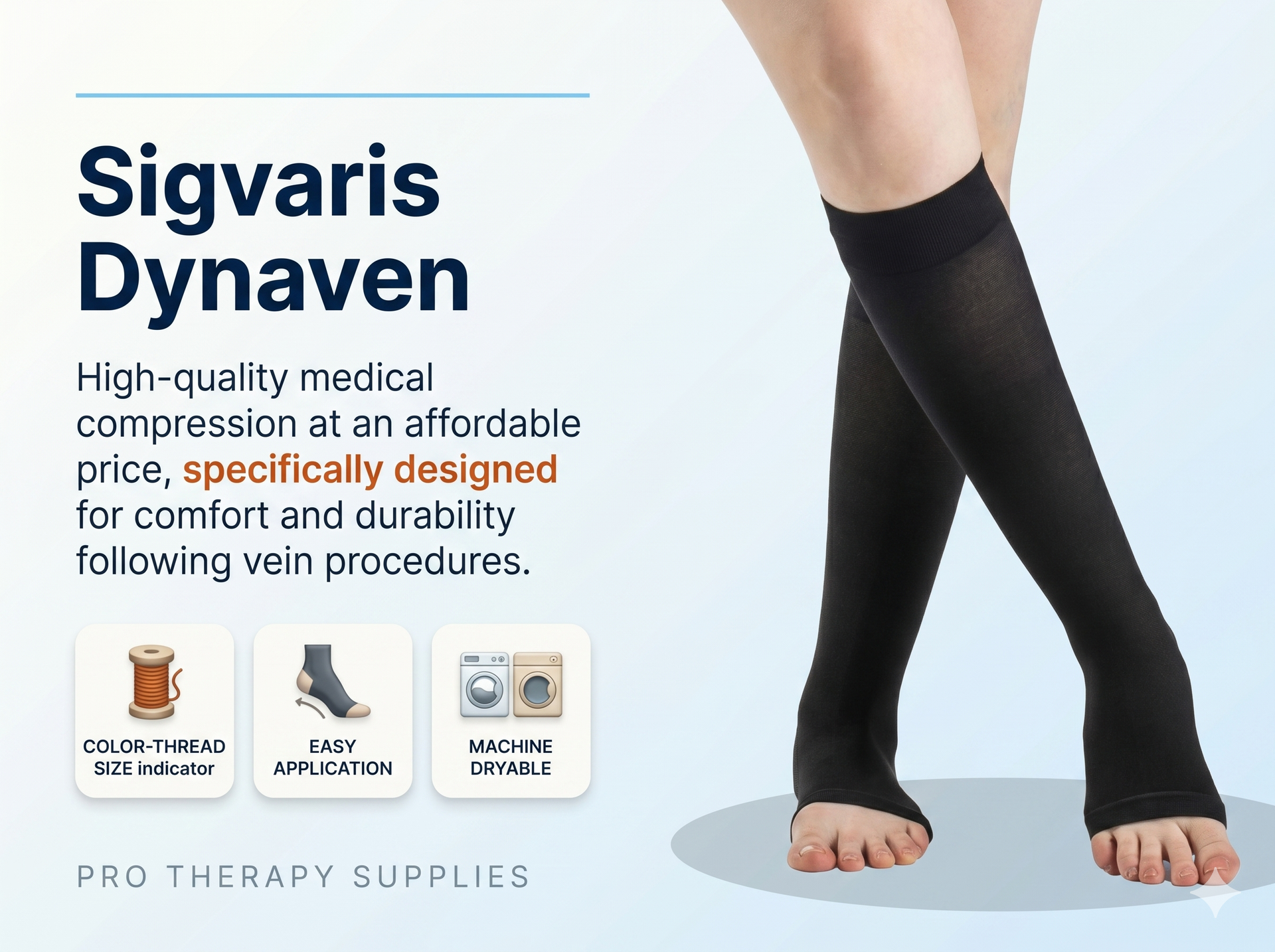 SIGVARIS 971 DYNAVEN Open Toe Calf-High Socks 15-20mmHg