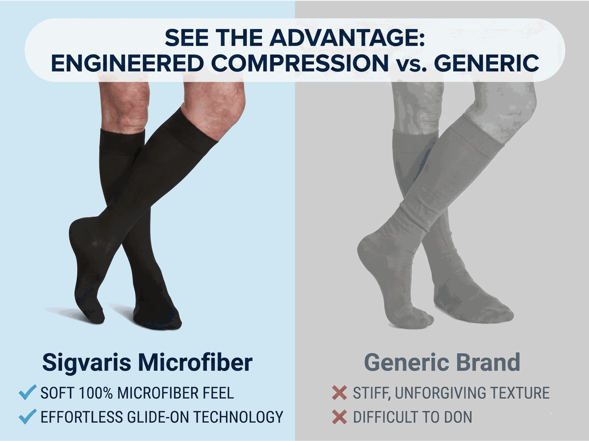 SIGVARIS Men's Style Microfiber Knee High Compression Sock - Comfortable Compression for Daily Leg Support