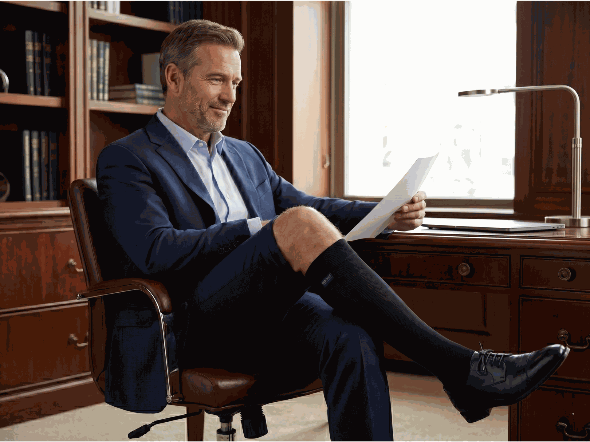 SIGVARIS Men's Style Microfiber Knee High Compression Sock - Comfortable Compression for Daily Leg Support