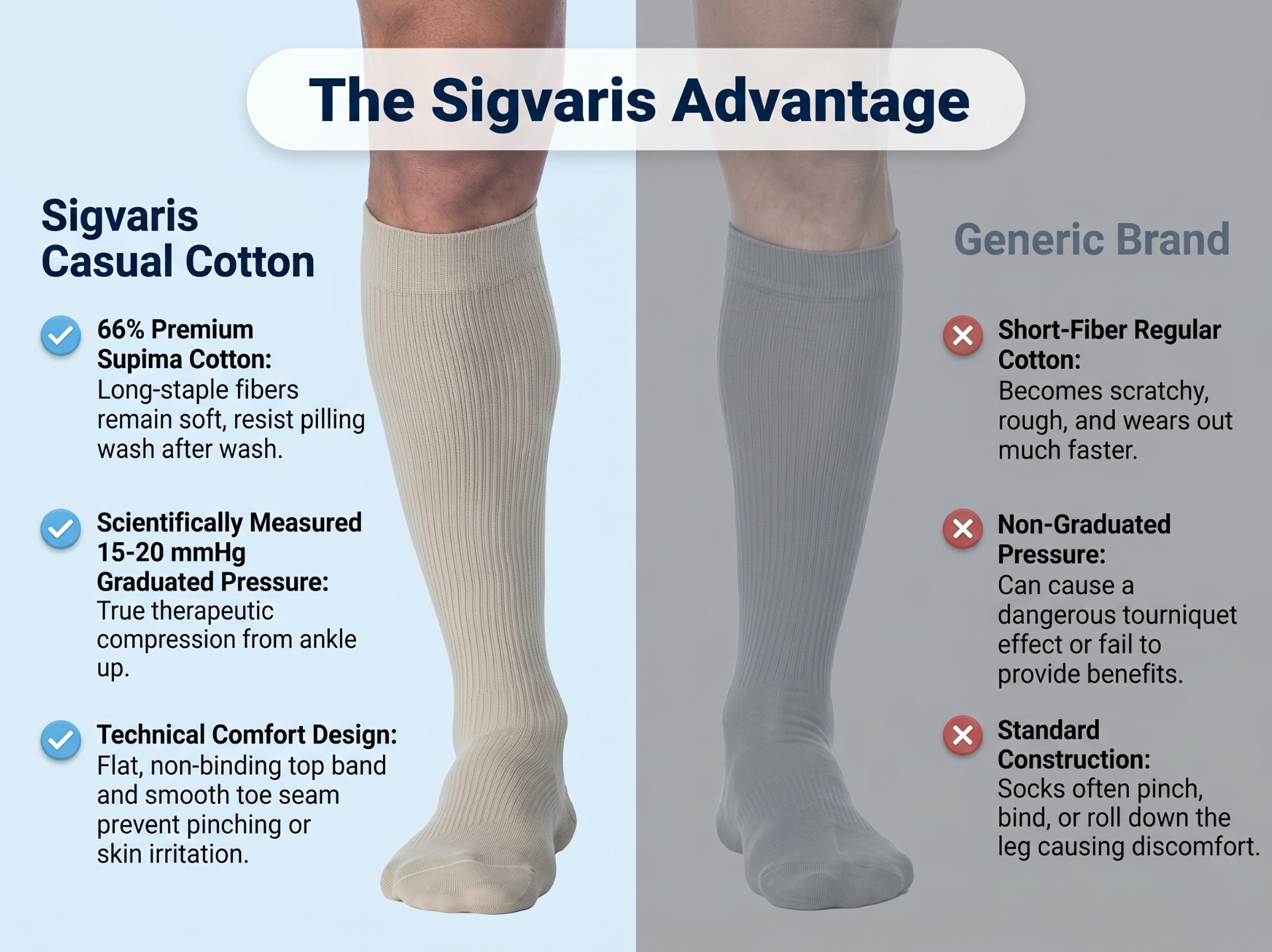 Sigvaris Mens Casual Cotton 186 Calf 15-20mmHg