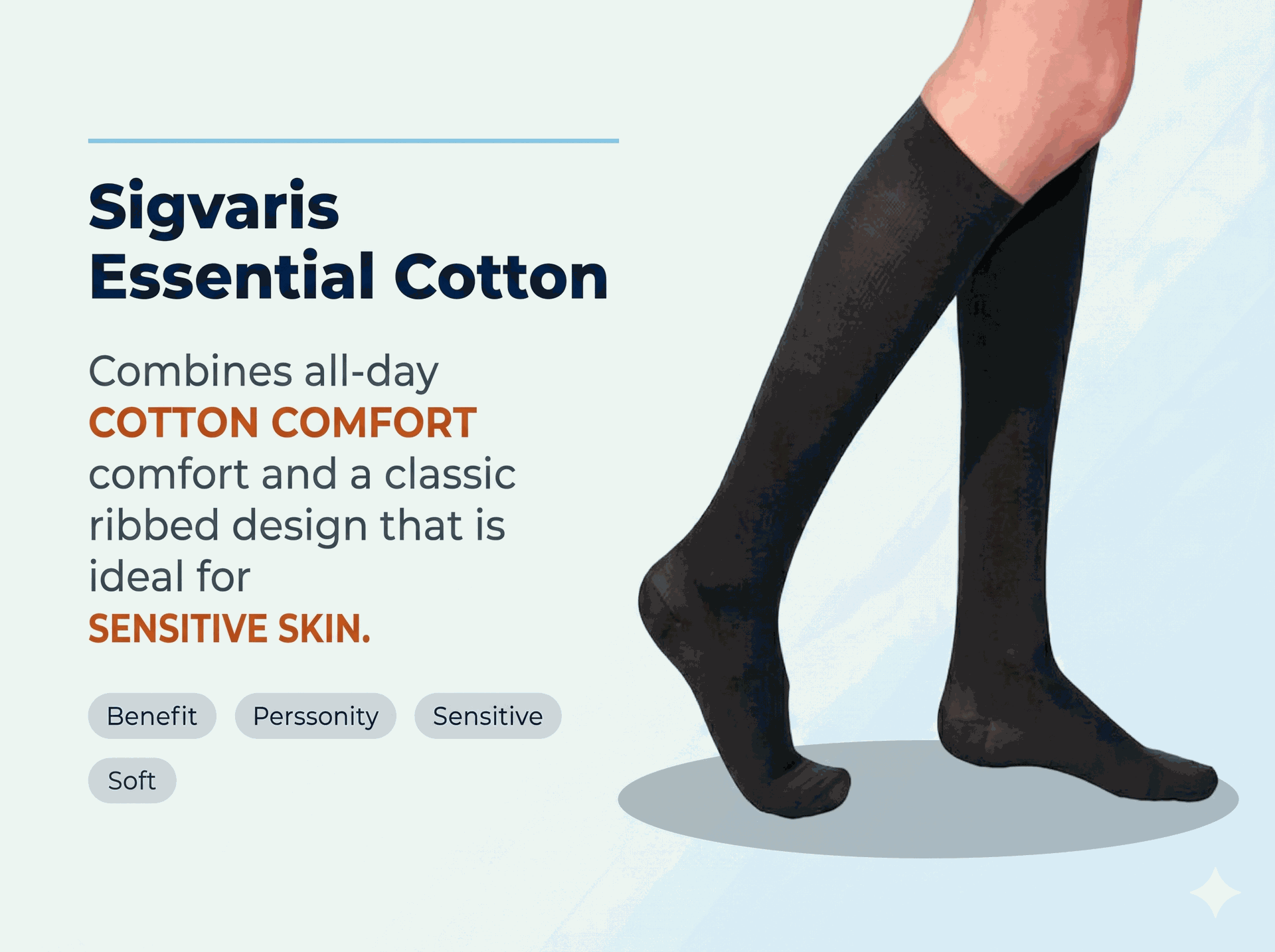 SIGVARIS Mens Essential Cotton 232 Closed Toe Calf-High Socks 20-30mmHg