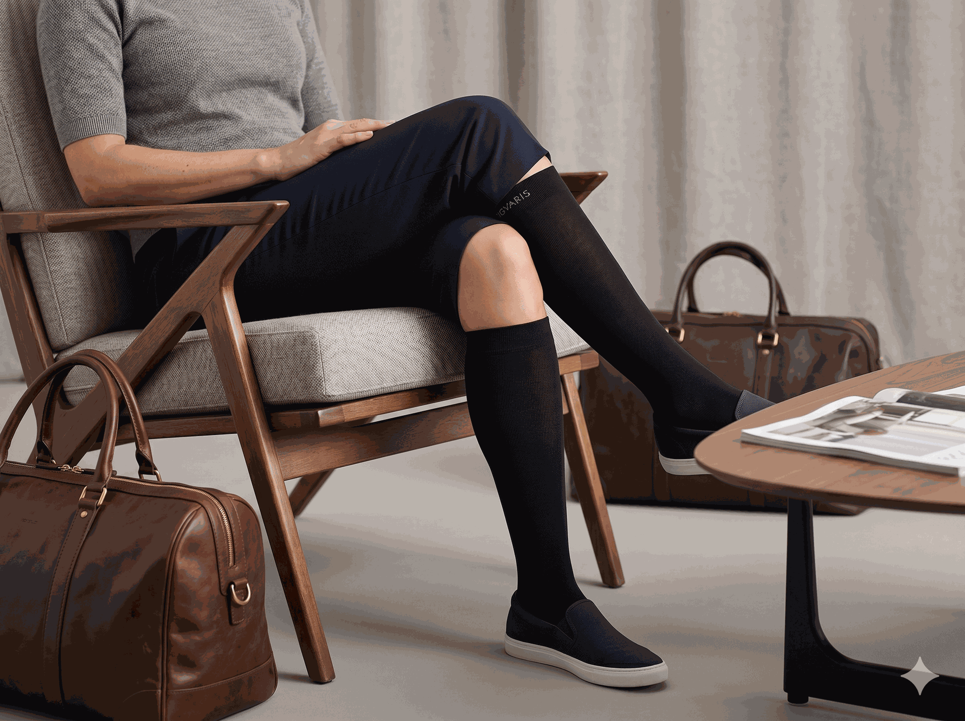 SIGVARIS Mens Essential Cotton 232 Closed Toe Calf-High Socks 20-30mmHg