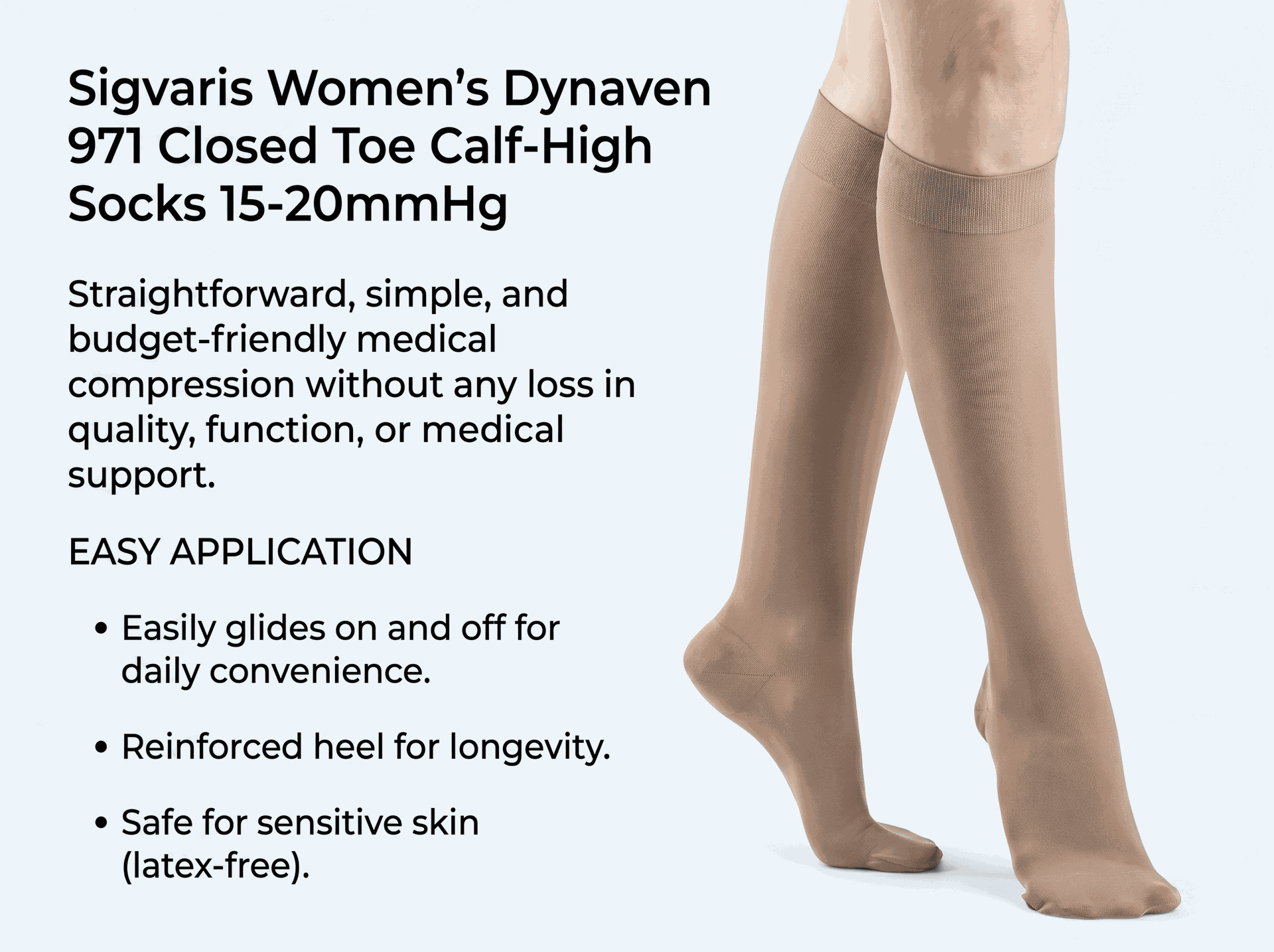 Sigvaris Women's Dynaven 971 Closed Toe Calf-High Socks 15-20mmHg