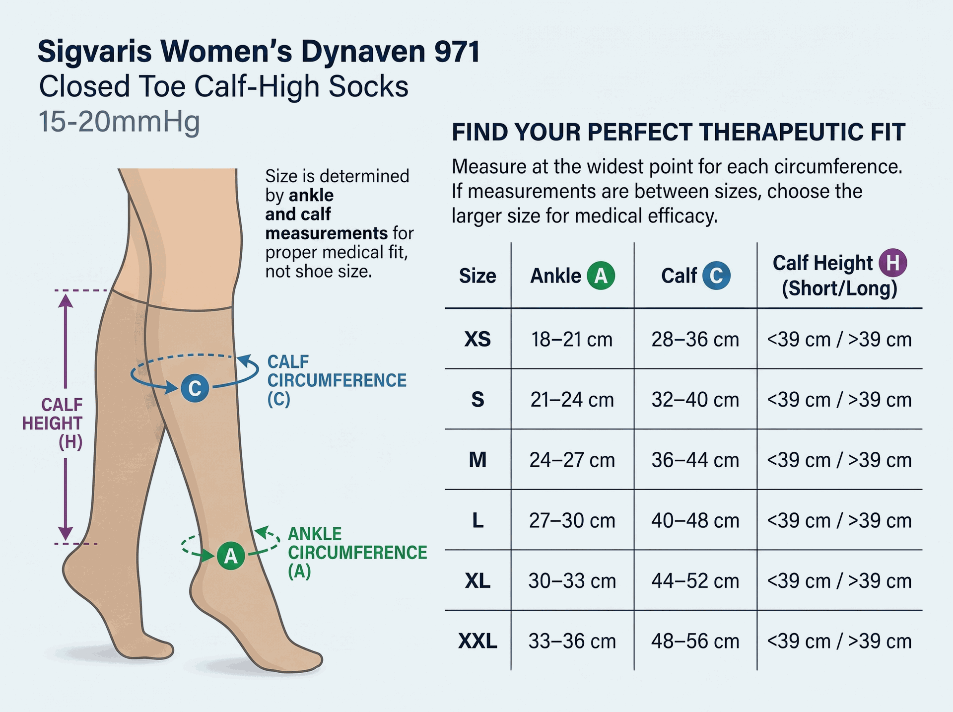 Sigvaris Women's Dynaven 971 Closed Toe Calf-High Socks 15-20mmHg