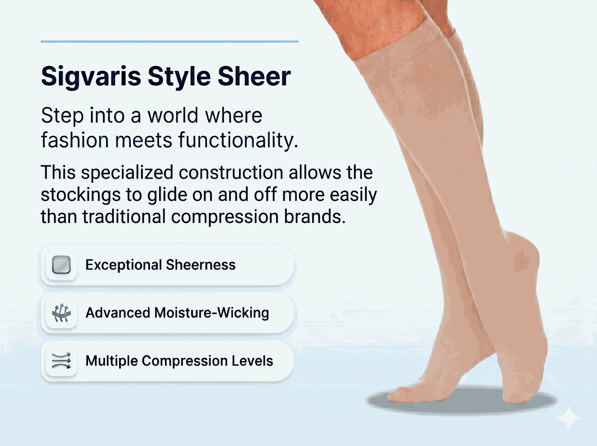 SIGVARIS Women's EVERSHEER 780 Compression Socks 20-30 mmHg | Stylish Medical Support