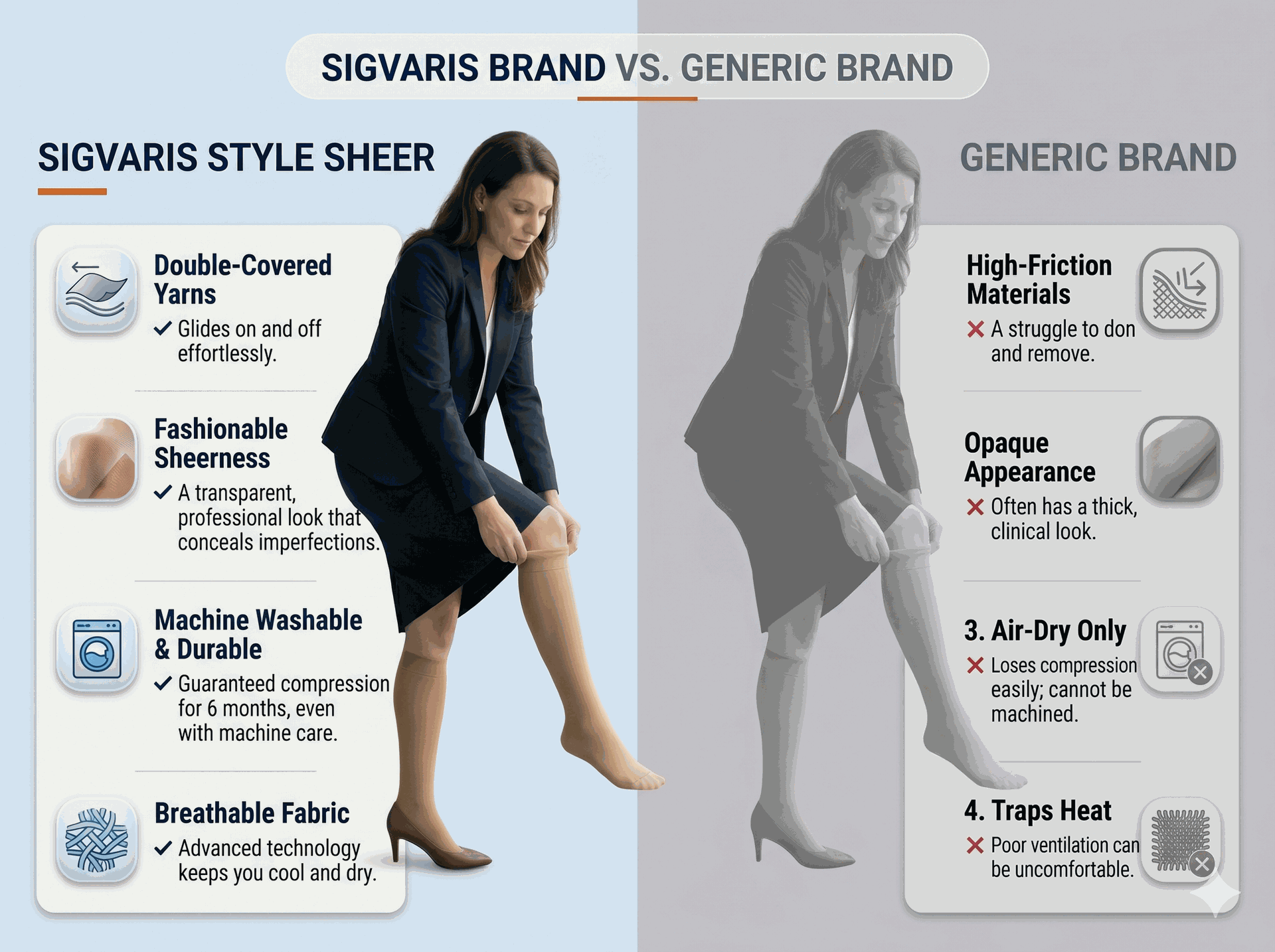 SIGVARIS Women's EVERSHEER 780 Compression Socks 20-30 mmHg | Stylish Medical Support