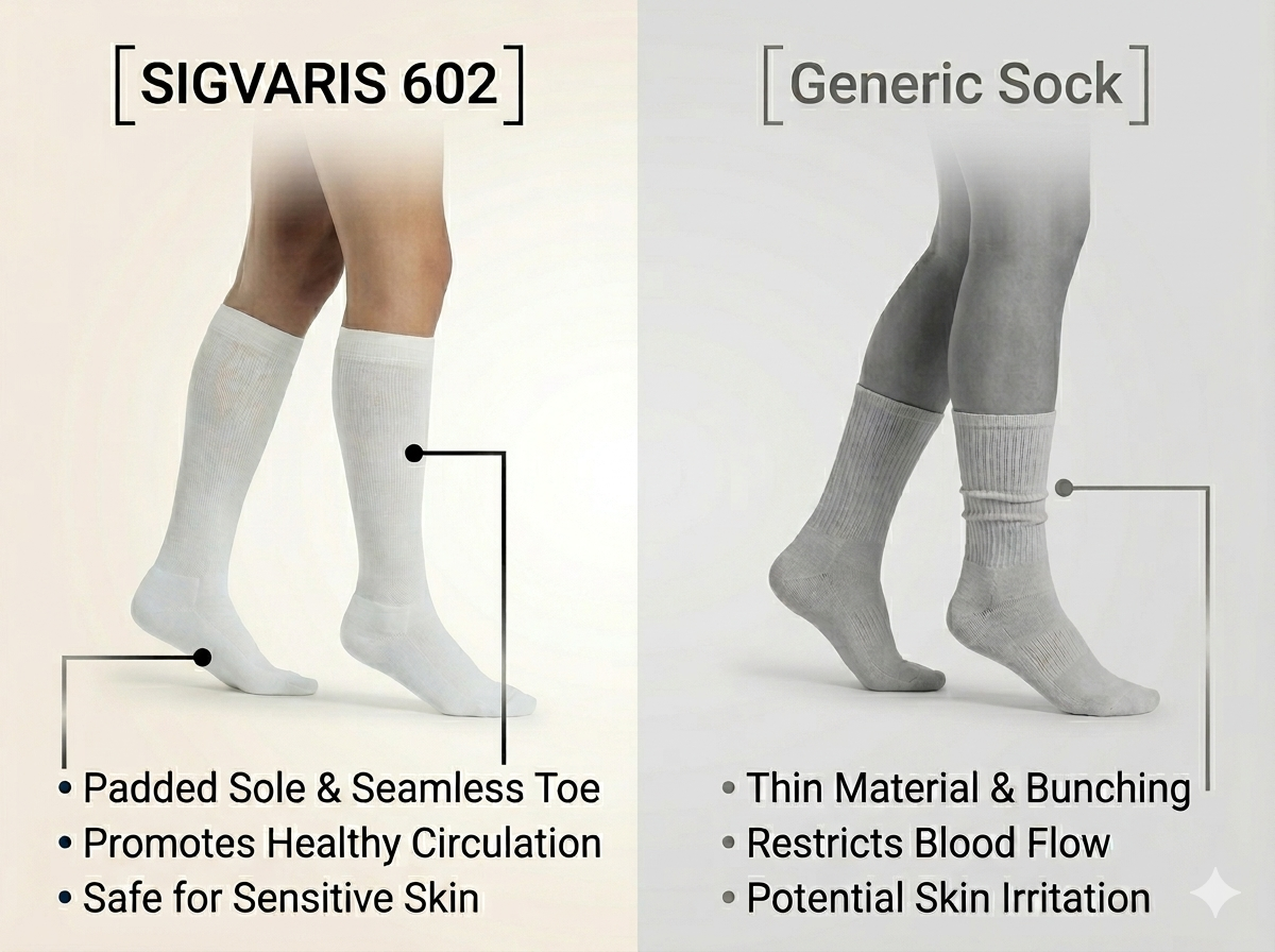 SIGVARIS Womens 602 Diabetic Calf Compression Socks 18-25mmHg