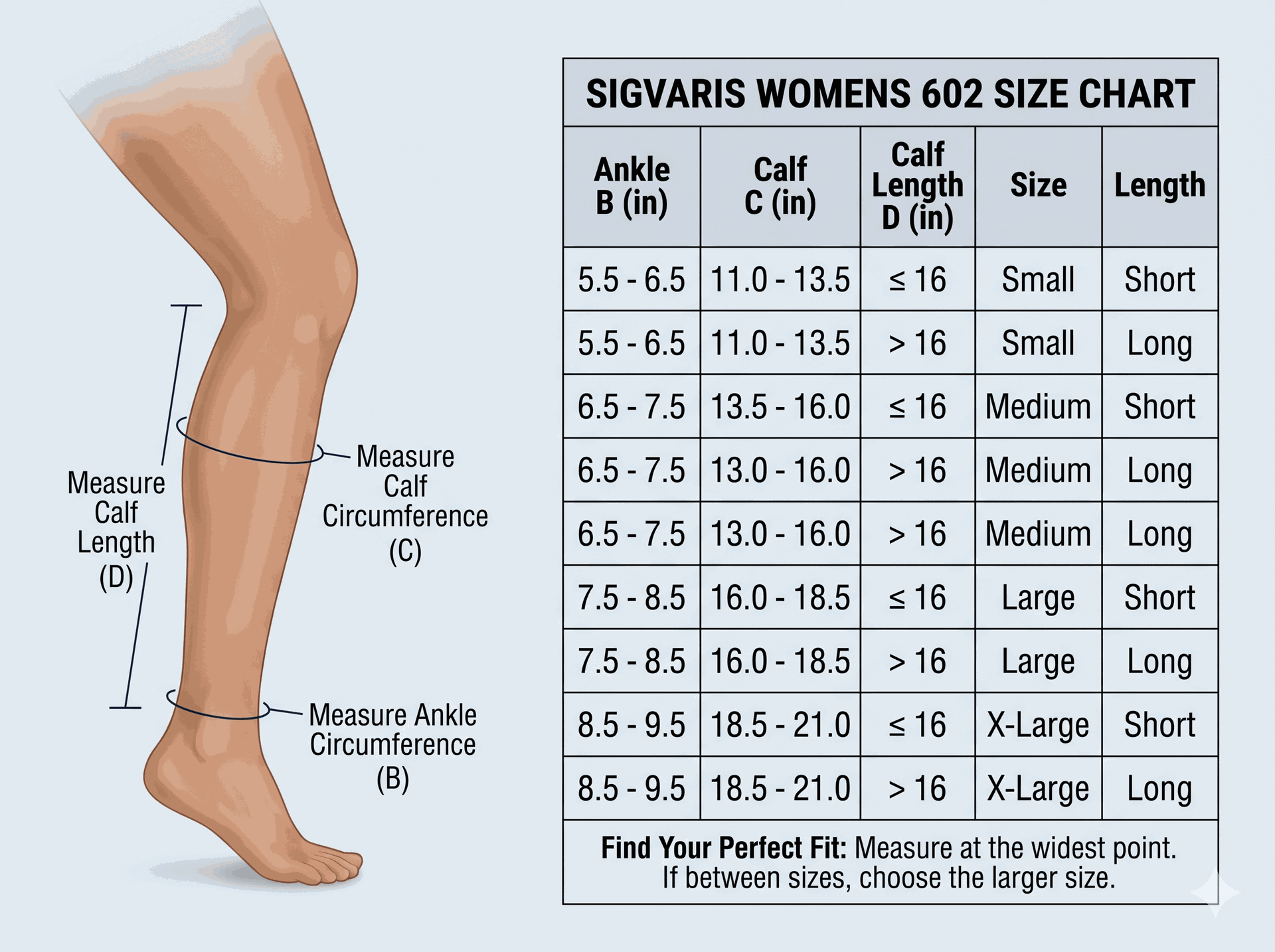 SIGVARIS Womens 602 Diabetic Calf Compression Socks 18-25mmHg