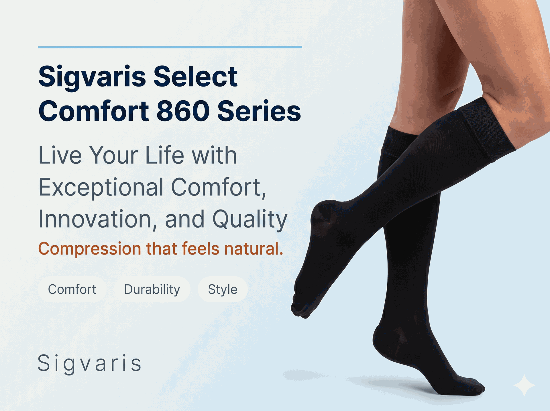 SIGVARIS Womens 972 Dynaven Closed Toe Calf High Grip Top 20-30mmHg