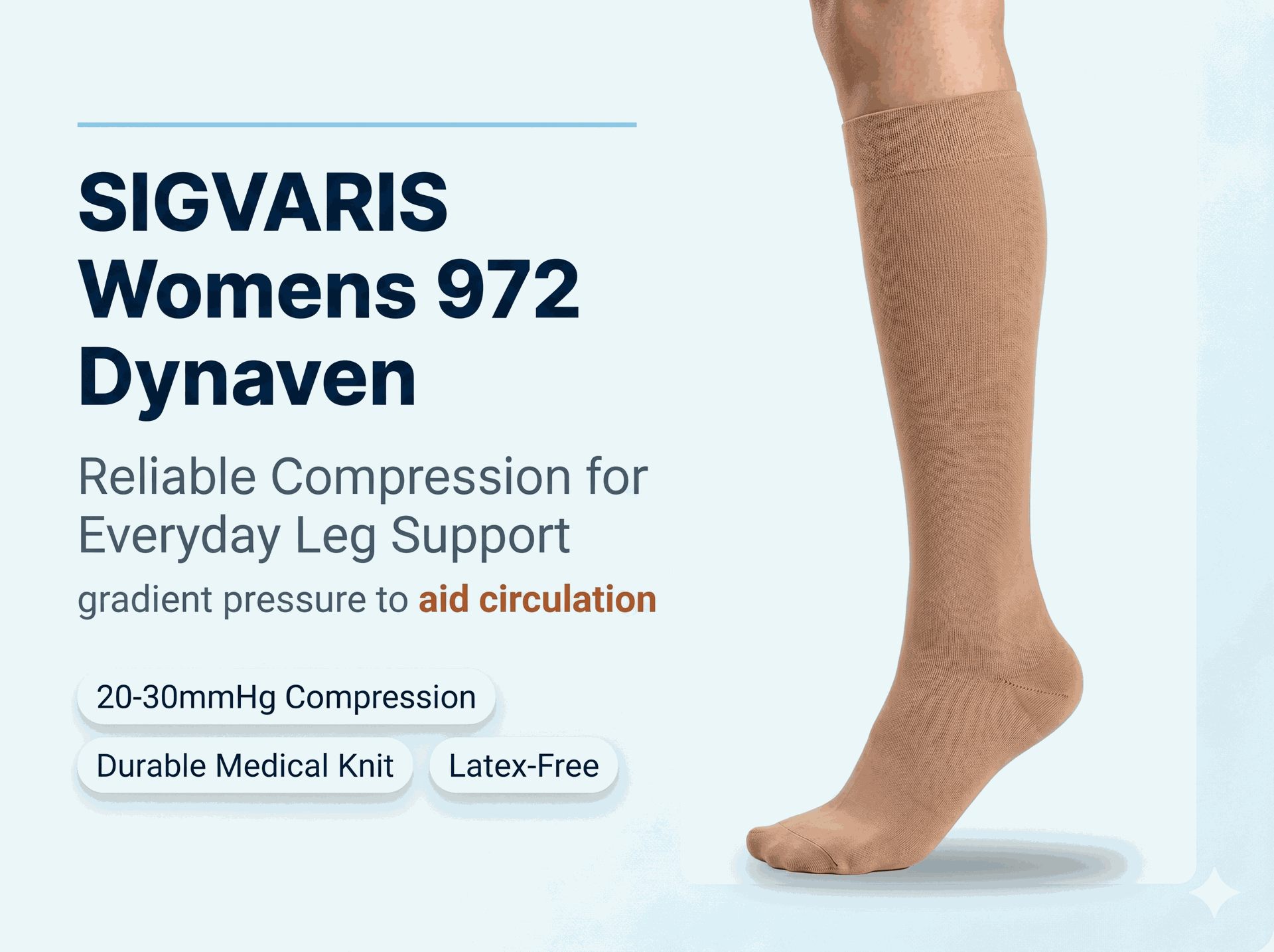 SIGVARIS Womens 972 Dynaven Closed Toe Calf High 20-30mmHg - Reliable Compression for Everyday Leg Support
